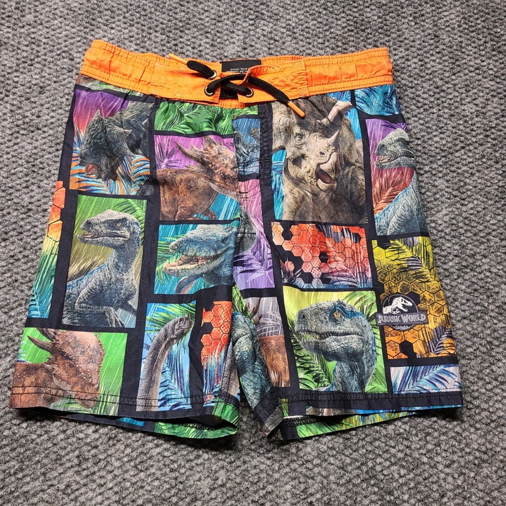 Jurassic World Boys Dinosaur Swim Trunks Orange Multi Color Size 6/7 JWD010A2WT